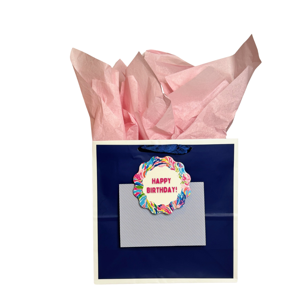 Happy Birthday! (Pink/Blue Swirl) Greeting Card Attachment