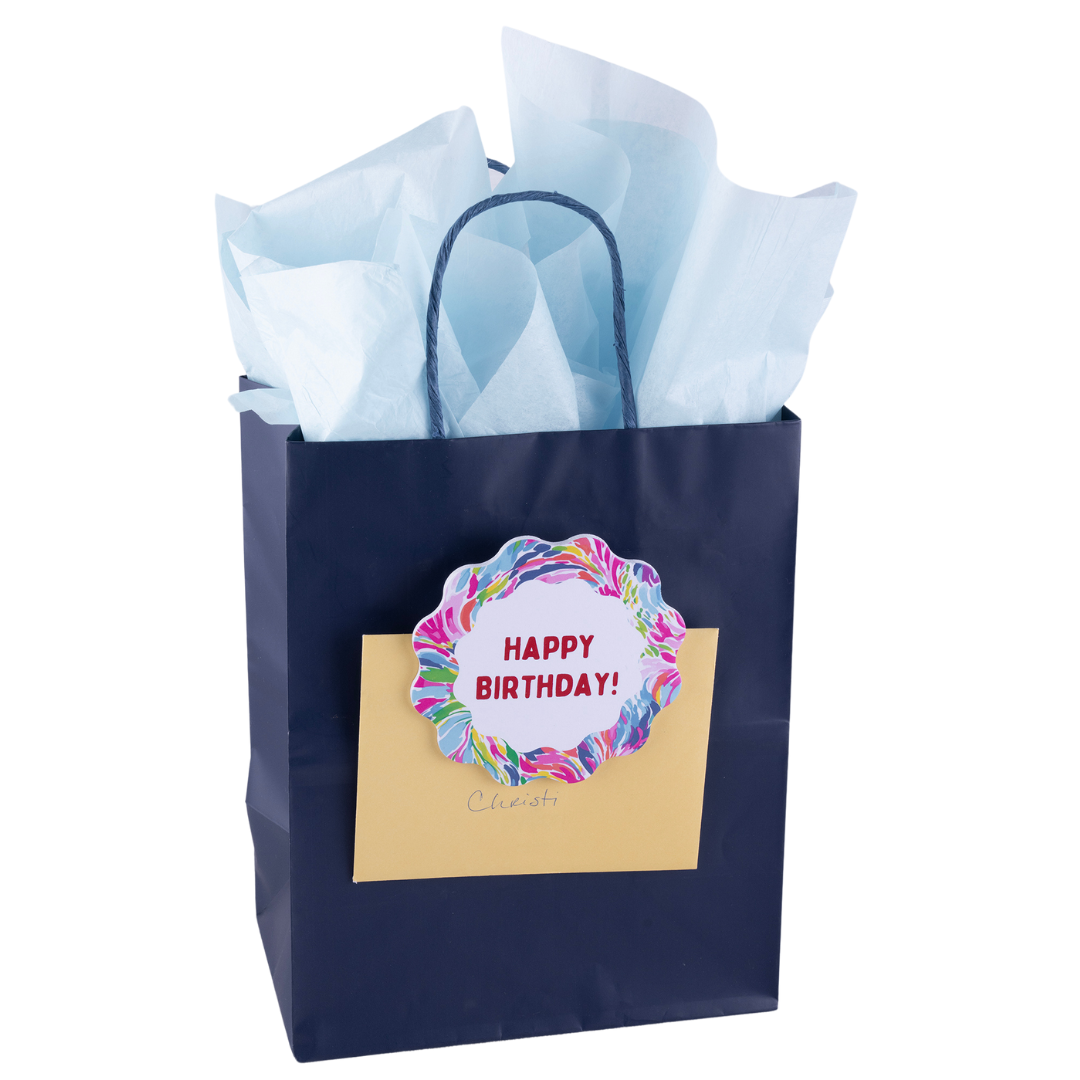 Happy Birthday! (Pink/Blue Swirl) Greeting Card Attachment