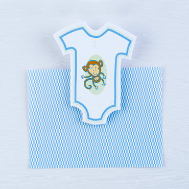 Little Boy Onesie with Monkey Greeting Card Attachment