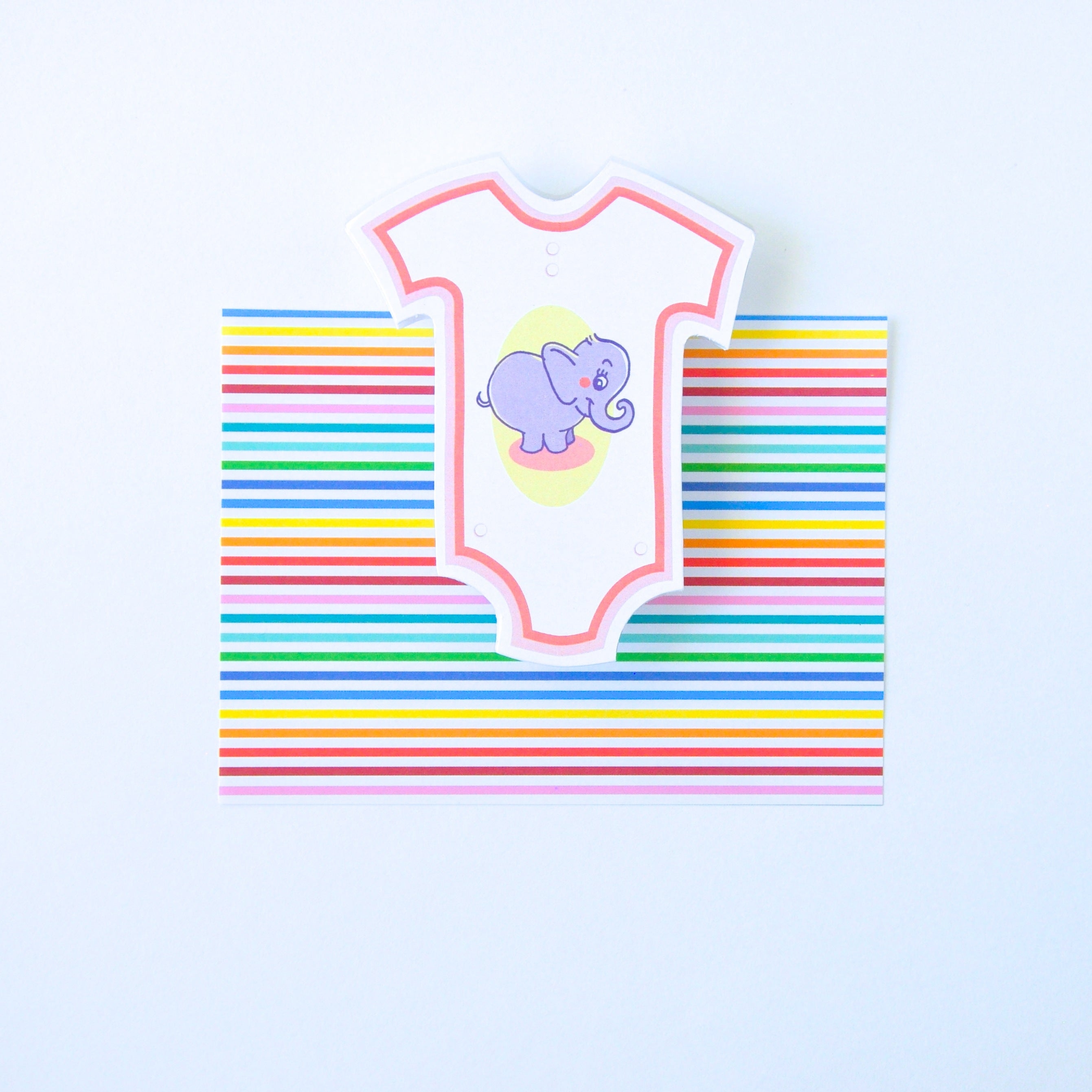 Pink Elephant Onesie Greeting Card Attachment