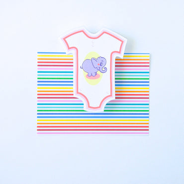 Pink Elephant Onesie Greeting Card Attachment