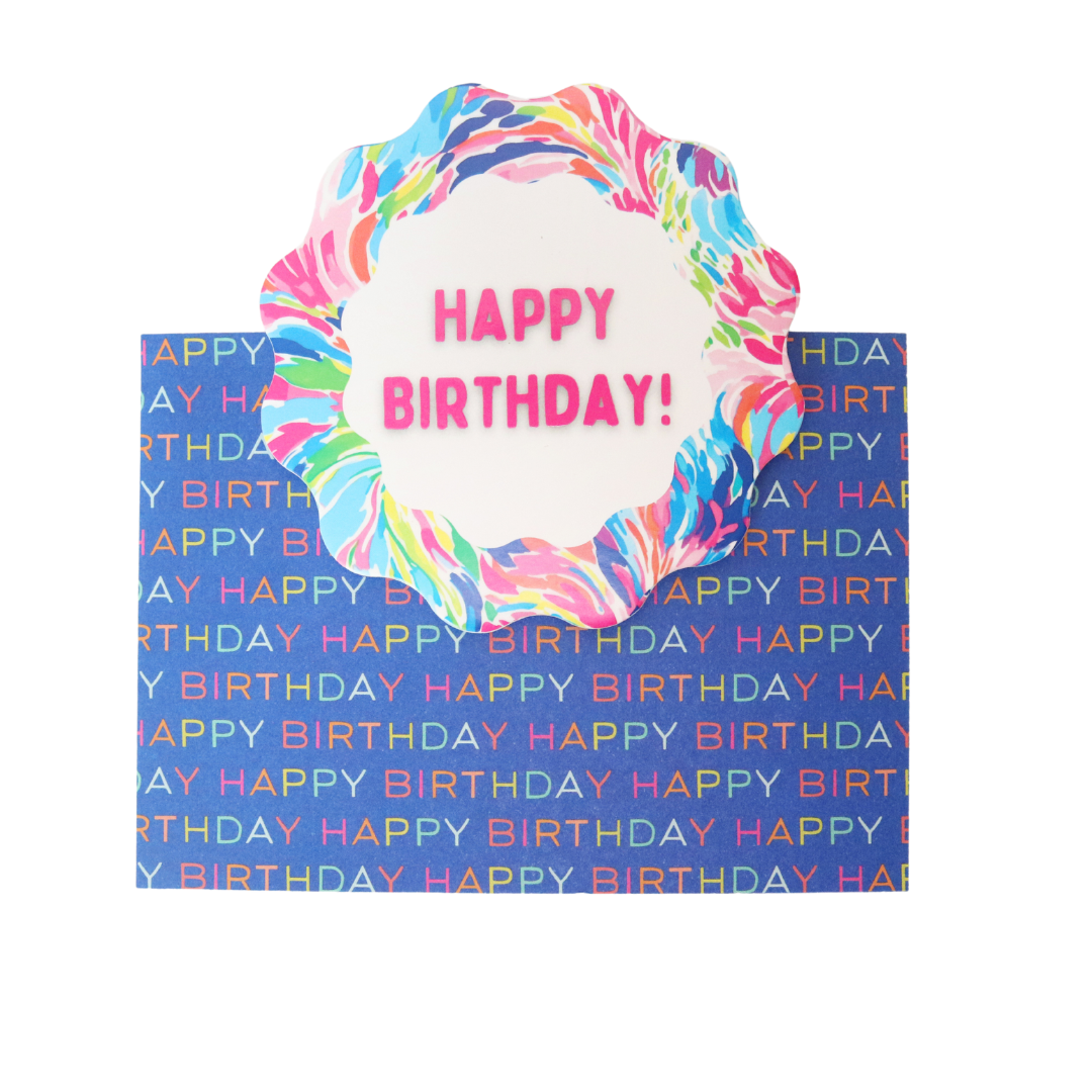 Happy Birthday! (Pink/Blue Swirl) Greeting Card Attachment