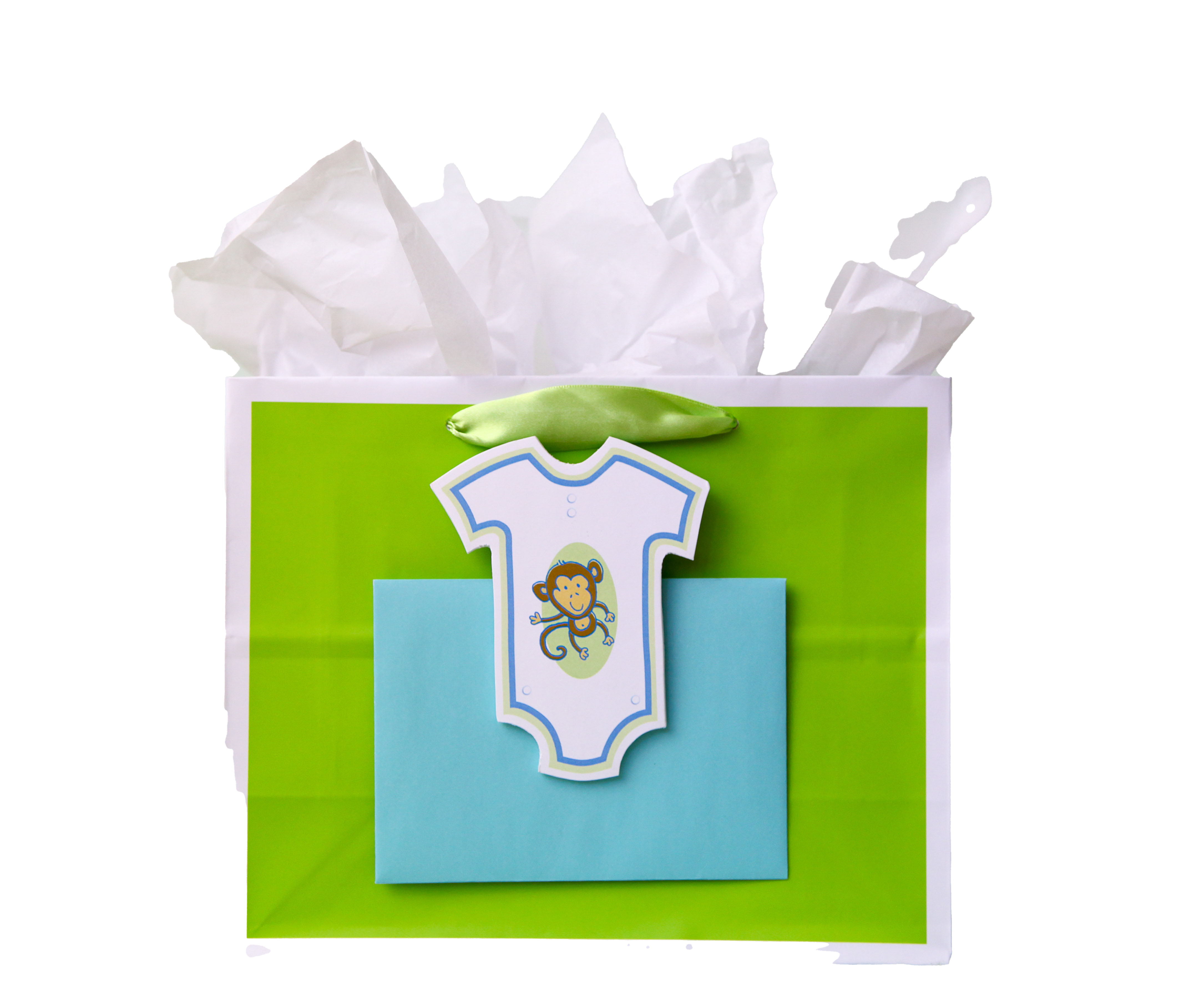 Little Boy Onesie with Monkey Greeting Card Attachment